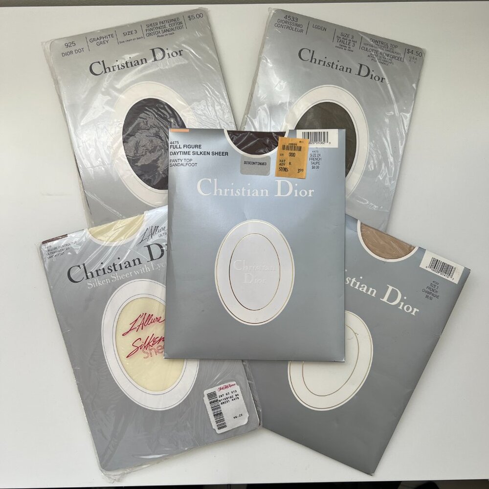 Vintage Christian Dior Pantyhose Lot (5) Different Colors and Styles